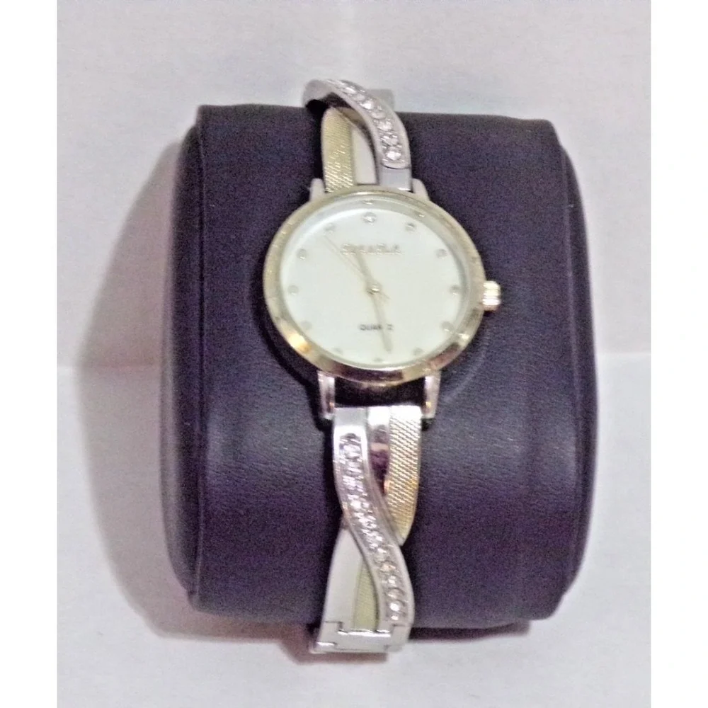 Peck & Peck Silver & Gold Rhinstone Quartz Ladies Wristwatch PCP1659 7